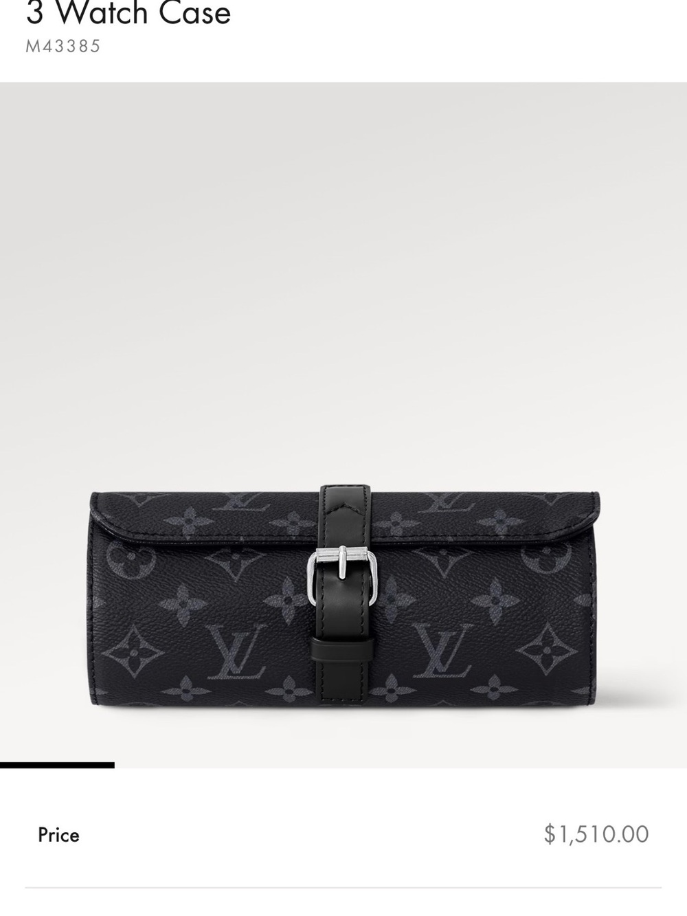 Louis Vuitton Black Monogram Eclipse Men's 3-Watch Roll